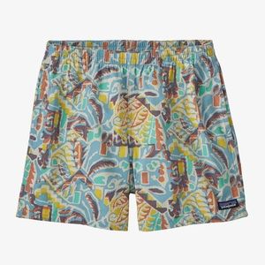 Patagonia Women’s Shorts Funhoggers 4" Inseam, Thriving Planet Lago Blue NWT szL